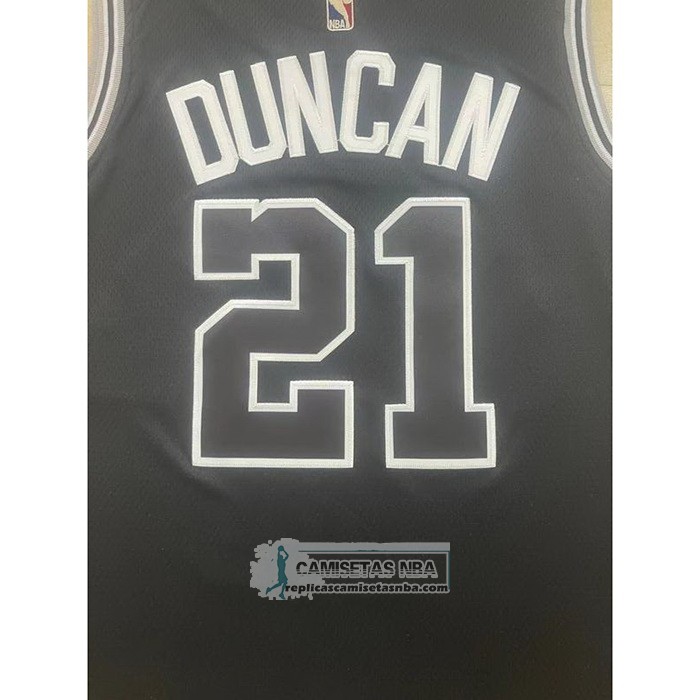 Camiseta San Antonio Spurs Tim Duncan NO 21 Statement 2022-23 Negro